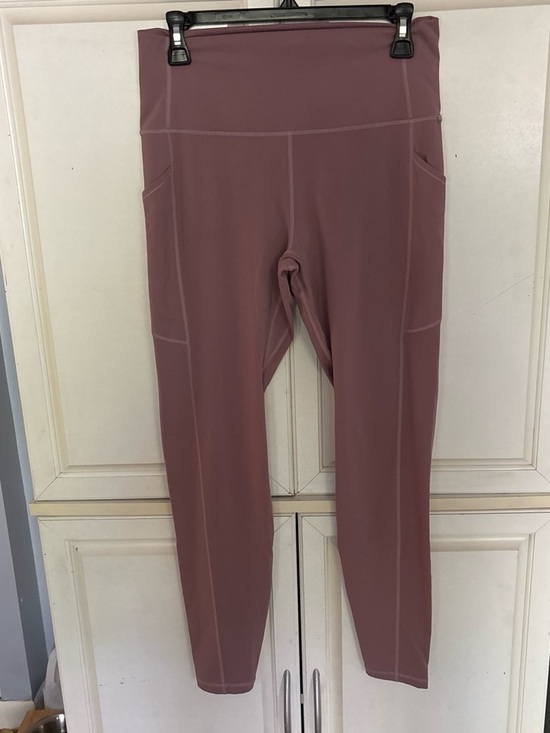 Ododos Pants - High-Rise Mauve Leggings with Side Pockets